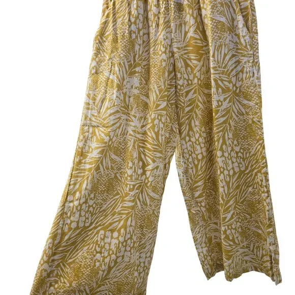 Tahari Linen & Viscose Blend Wide Leg Tropical Print Cropped Pants Size Small - Picture 6 of 7